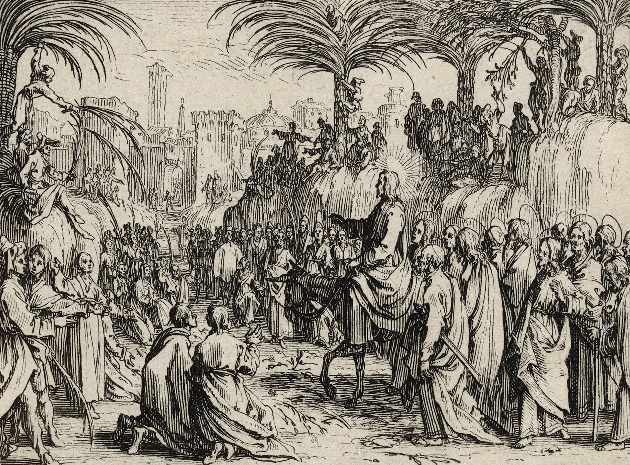 Jeesus astuu Jerusalemiin, 1635 tekijältä Jacques Callot