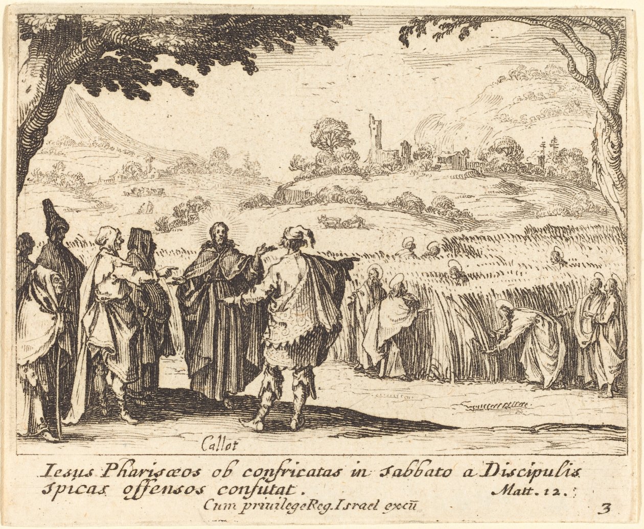 Jeesus fariseusten kanssa tekijältä Jacques Callot