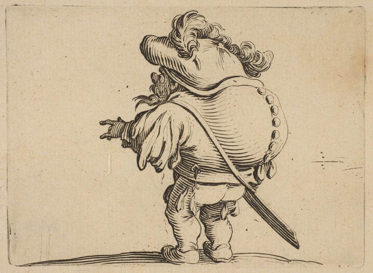 Mies, jolla on suuri selkä, koristeltu..., 1616-22. tekijältä Jacques Callot