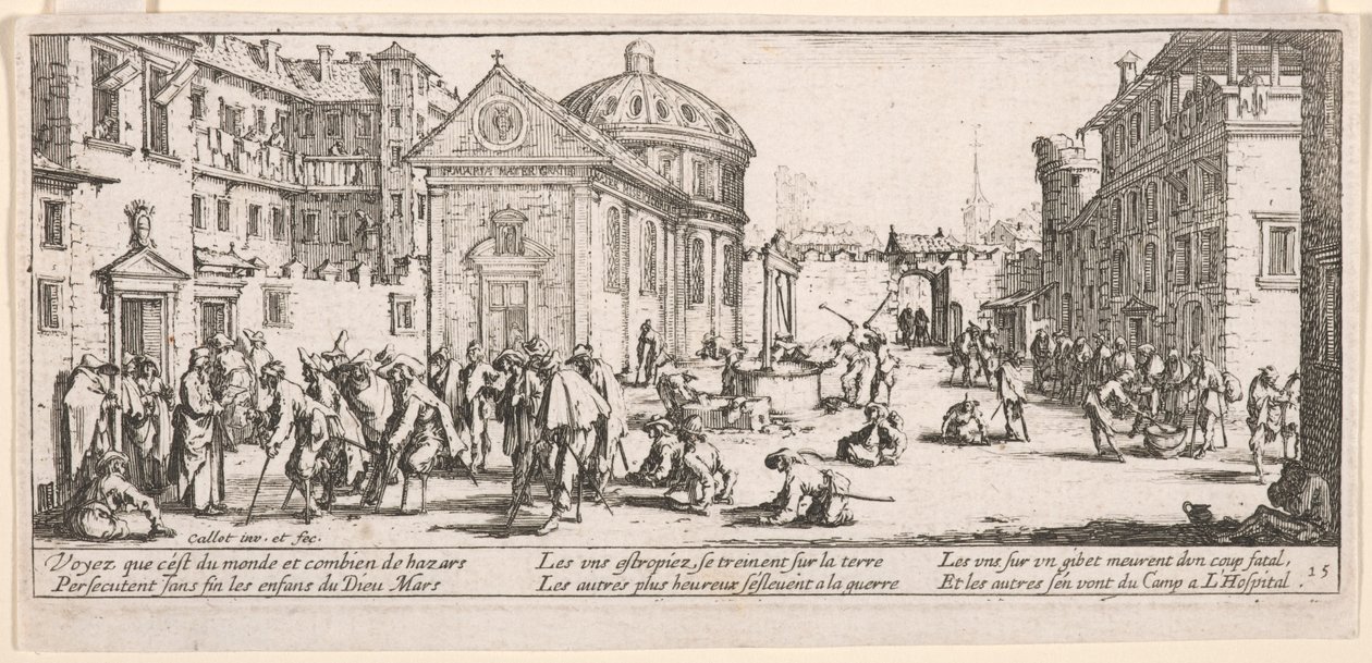 Sairaala, kuva teoksesta The Large Miseries of War tekijältä Jacques Callot