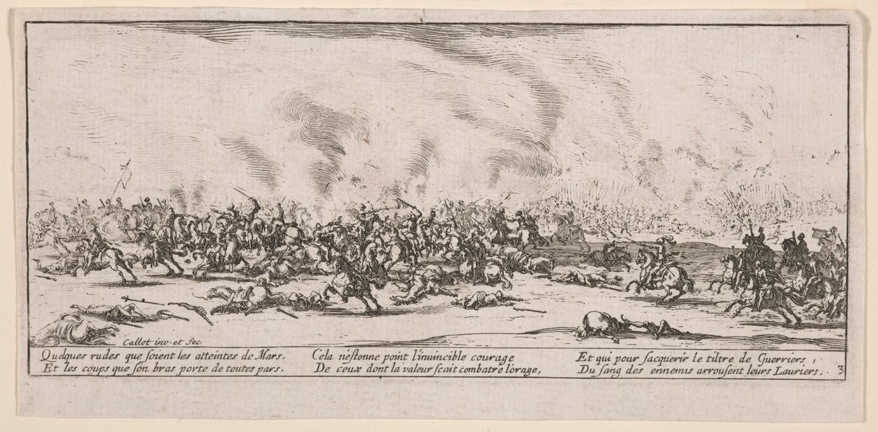 Taistelu, kuvitus teoksesta The Large Miseries of War tekijältä Jacques Callot