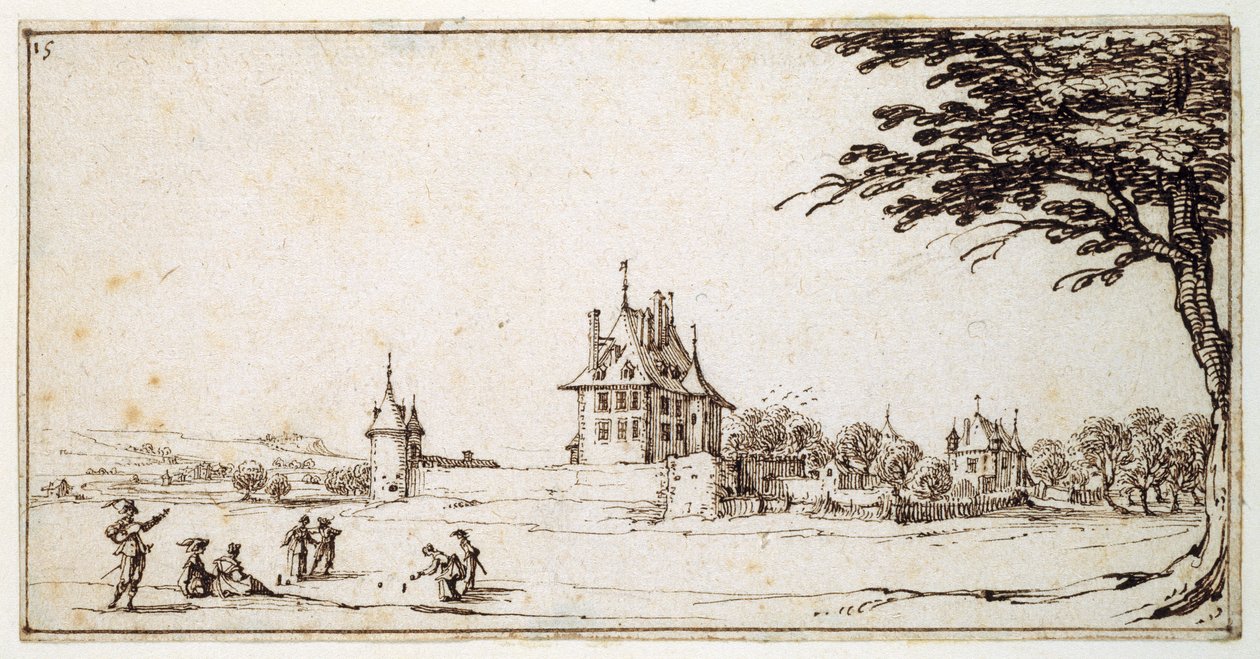 La Neuve Malgrange (kynä ja ruskea muste paperille) tekijältä Jacques Callot