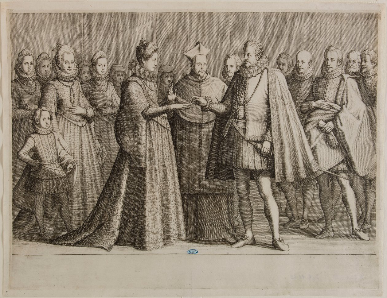 Ferdinand I de’ Medicin elämä, Ferdinand I:n häät. Ensimmäinen osa 16 valmiista teoksesta ja 2 ylimääräisestä teoksesta (Lieure 147, Meaume 534) tekijältä Jacques Callot