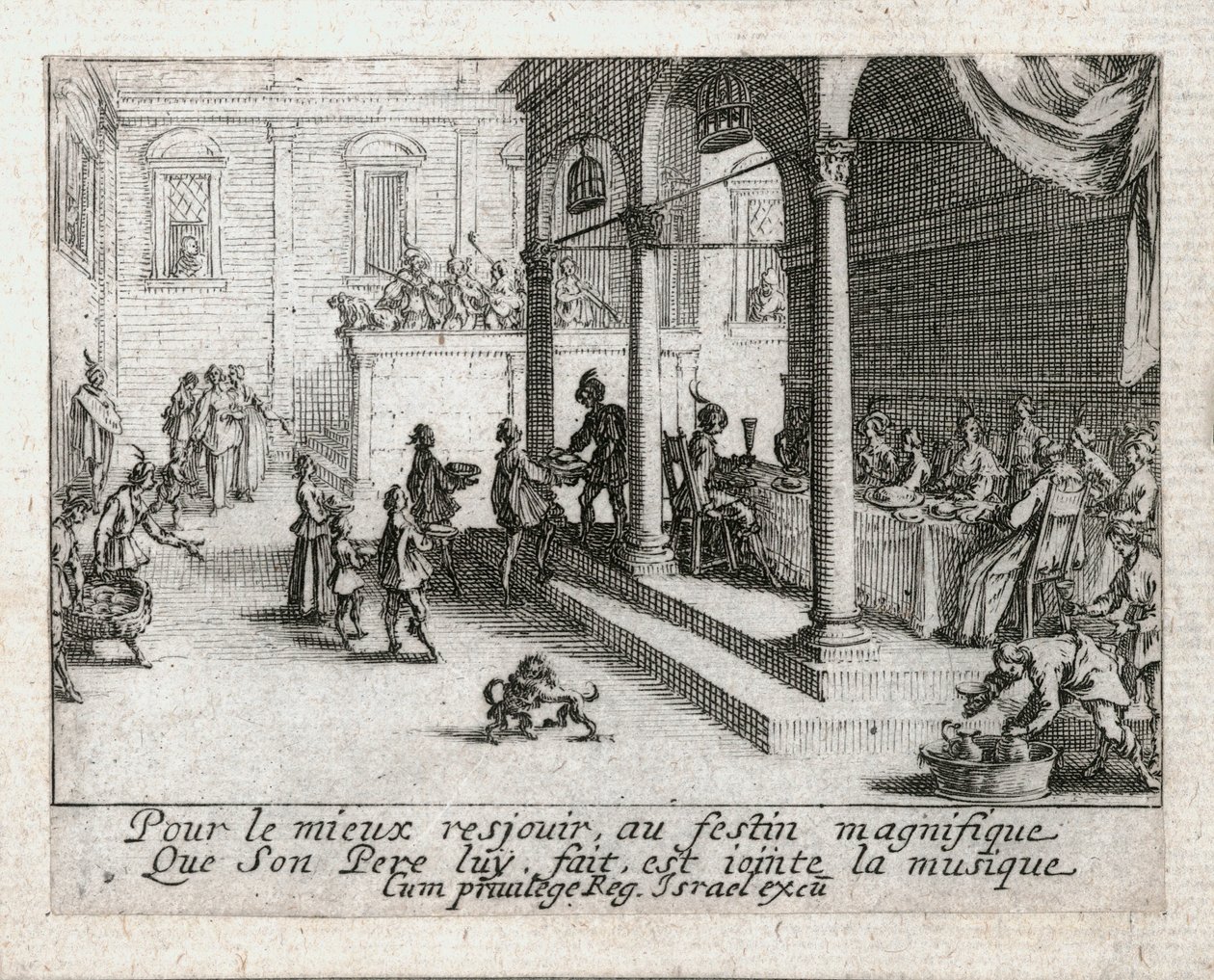 Tuhlaajapojan elämä... (kaiverrus) tekijältä Jacques Callot