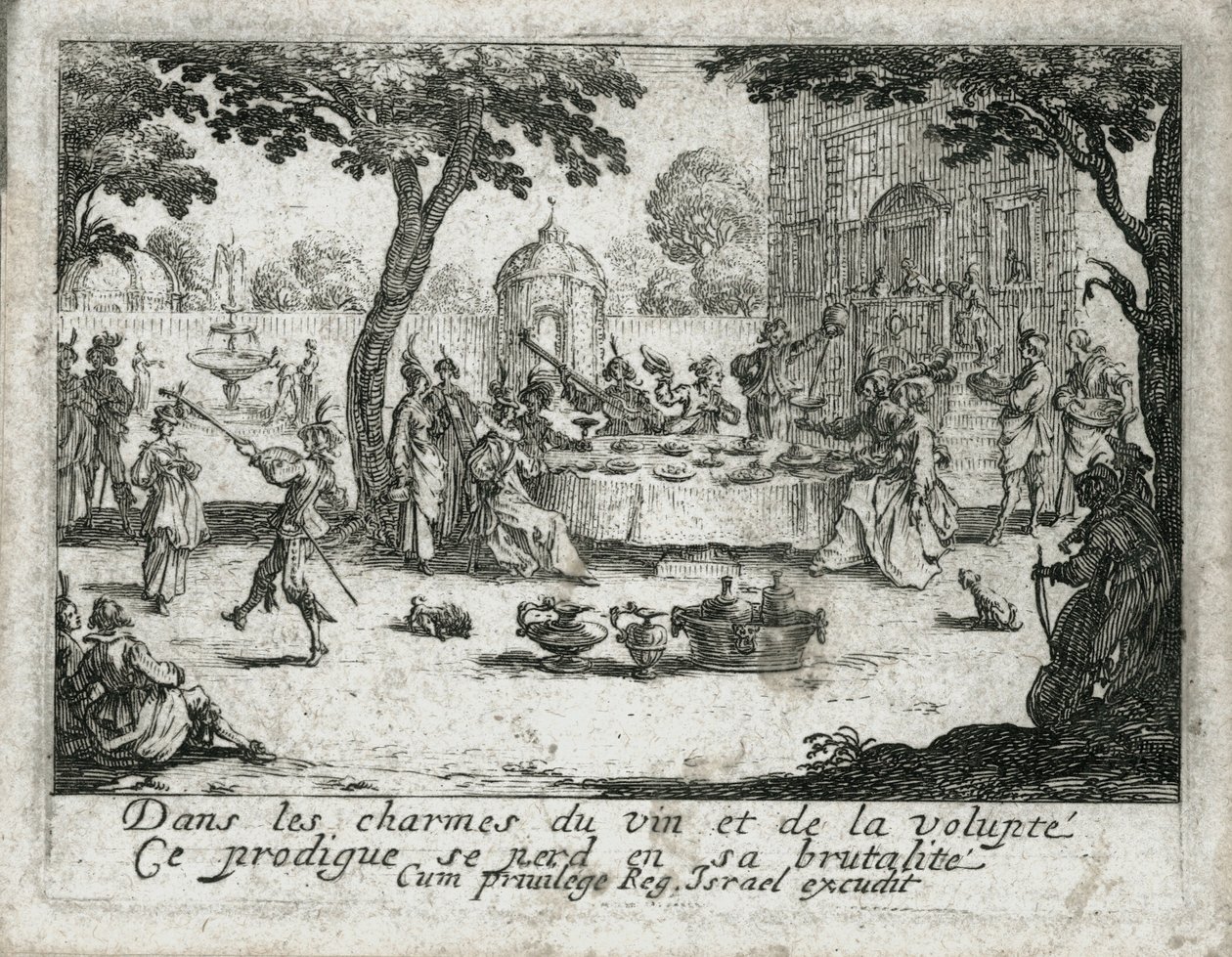 Tuhlaajapojan elämä... (kaiverrus) tekijältä Jacques Callot