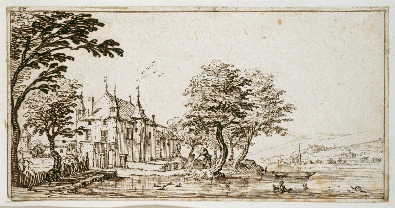 La Vieille Malgrange (kynä ja ruskea muste paperille) tekijältä Jacques Callot