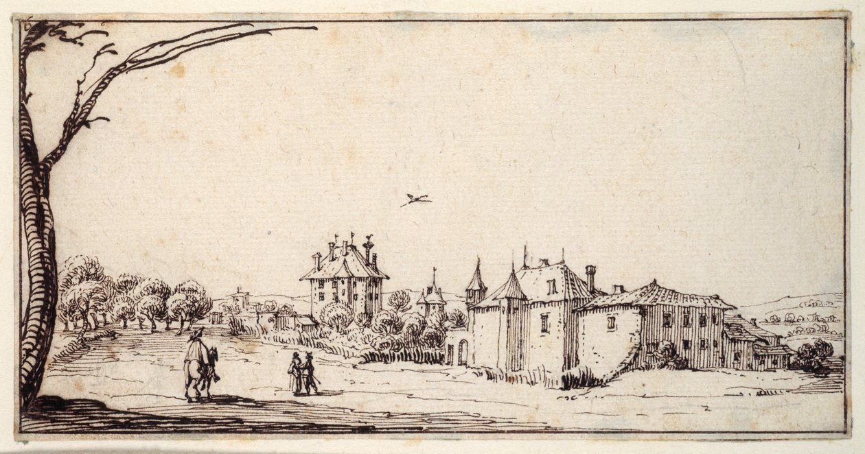 La Vieille et la Neuve Malgrange (kynä ja ruskea muste paperille) tekijältä Jacques Callot