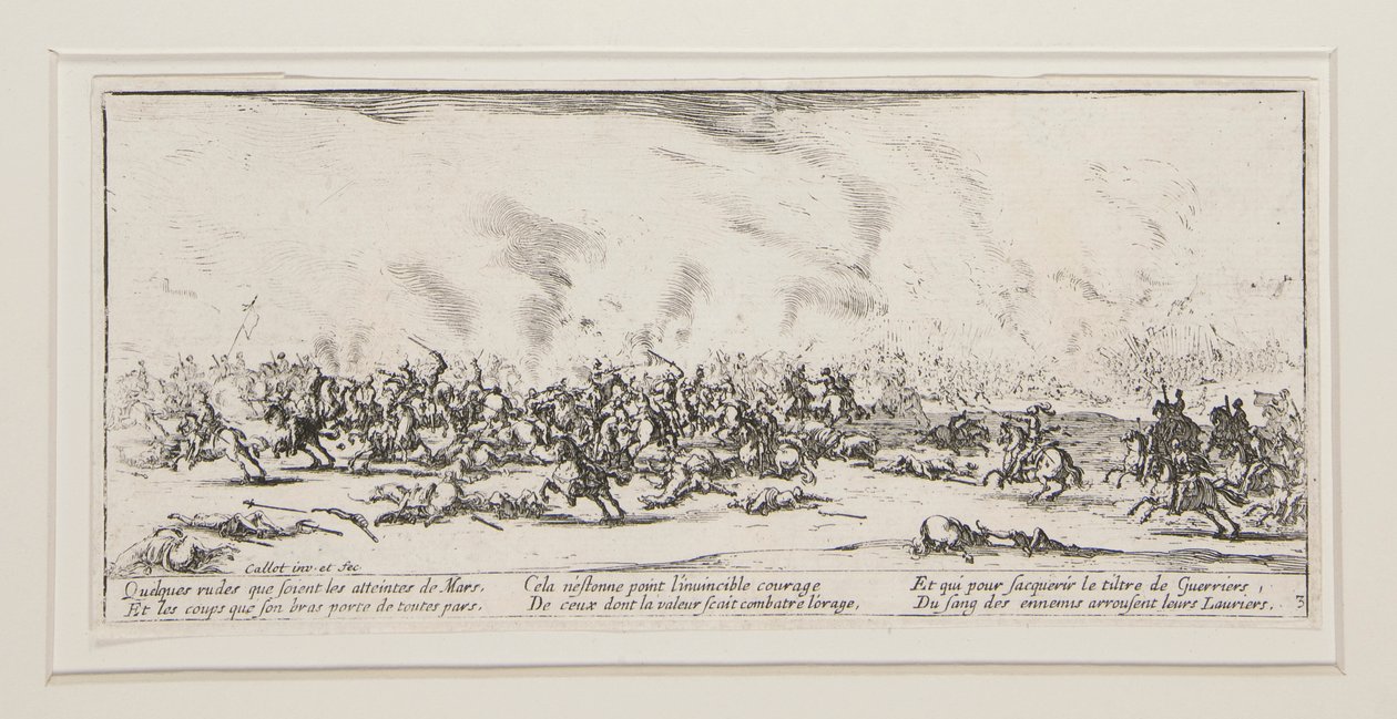 Taistelu, levy 3 sarjasta The Great Miseries of War tekijältä Jacques Callot