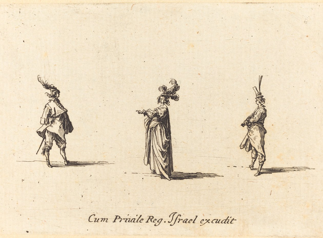 Nainen ja kaksi herraa tekijältä Jacques Callot