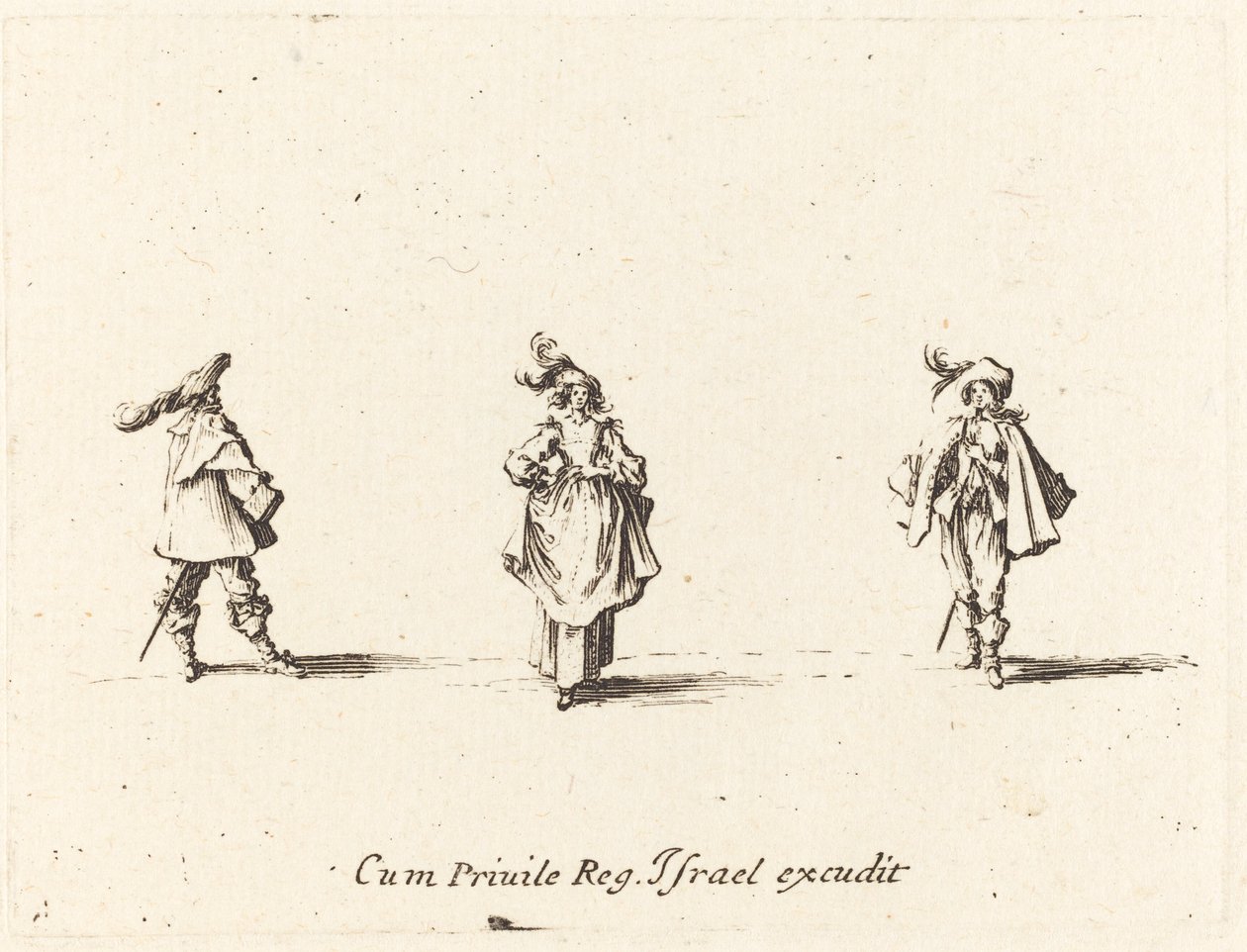 Nainen ja kaksi herraa tekijältä Jacques Callot