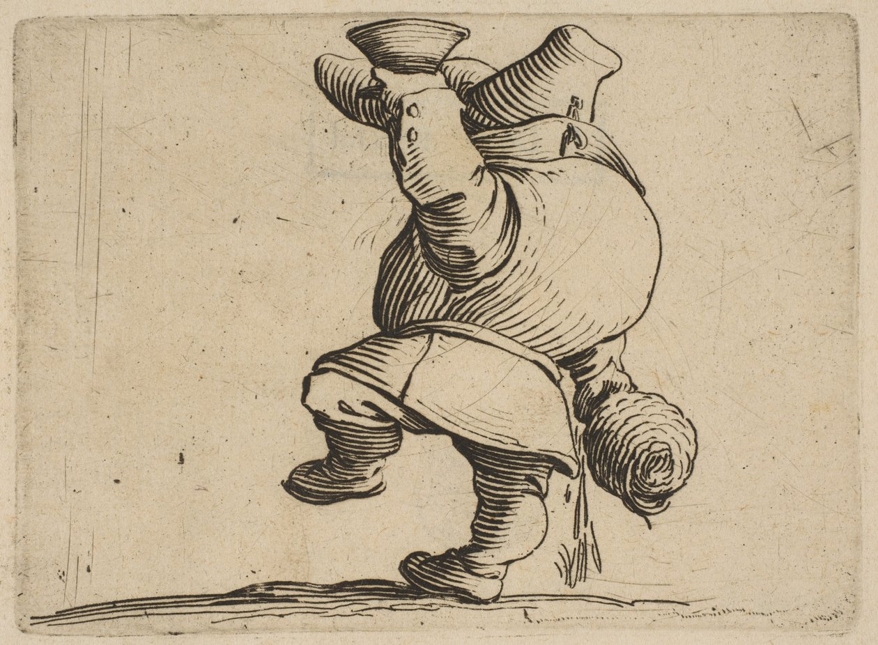 Le Buveur Vu de Dos Juomari takaa nähtynä, Varie Figure Gobbista, suite appe..., 1616-22. tekijältä Jacques Callot
