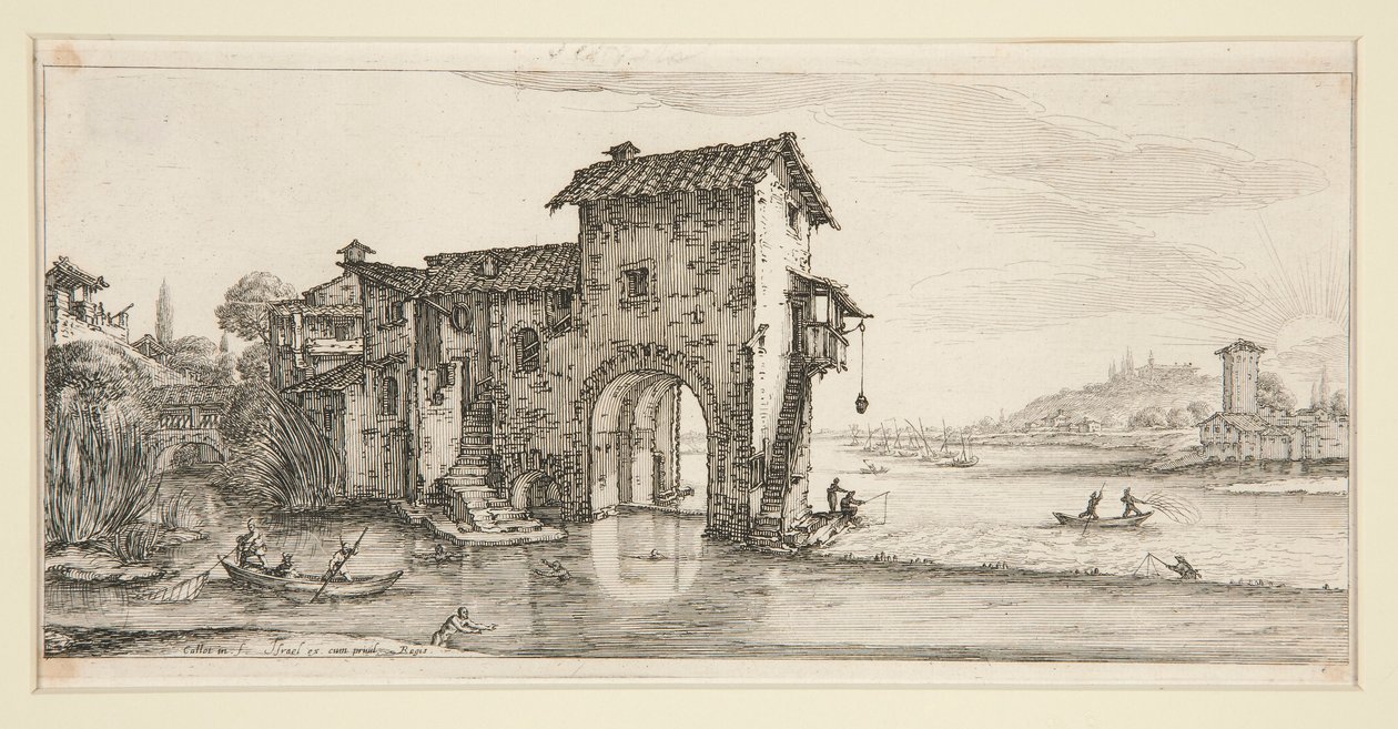 Le moulin a eau (Mylly veden päällä), Giovanni de Medicin maisemista tekijältä Jacques Callot