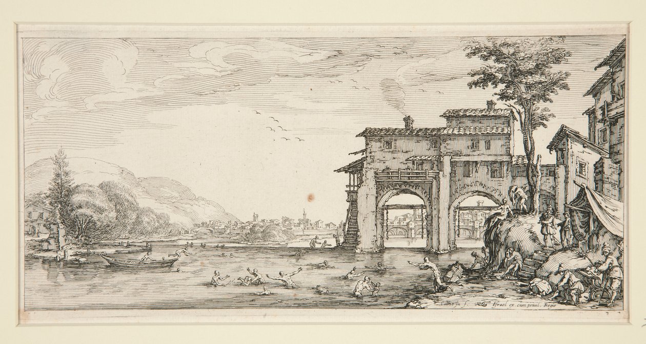 Les baigneurs (Uimarit), Giovanni de Medicin maisemista tekijältä Jacques Callot