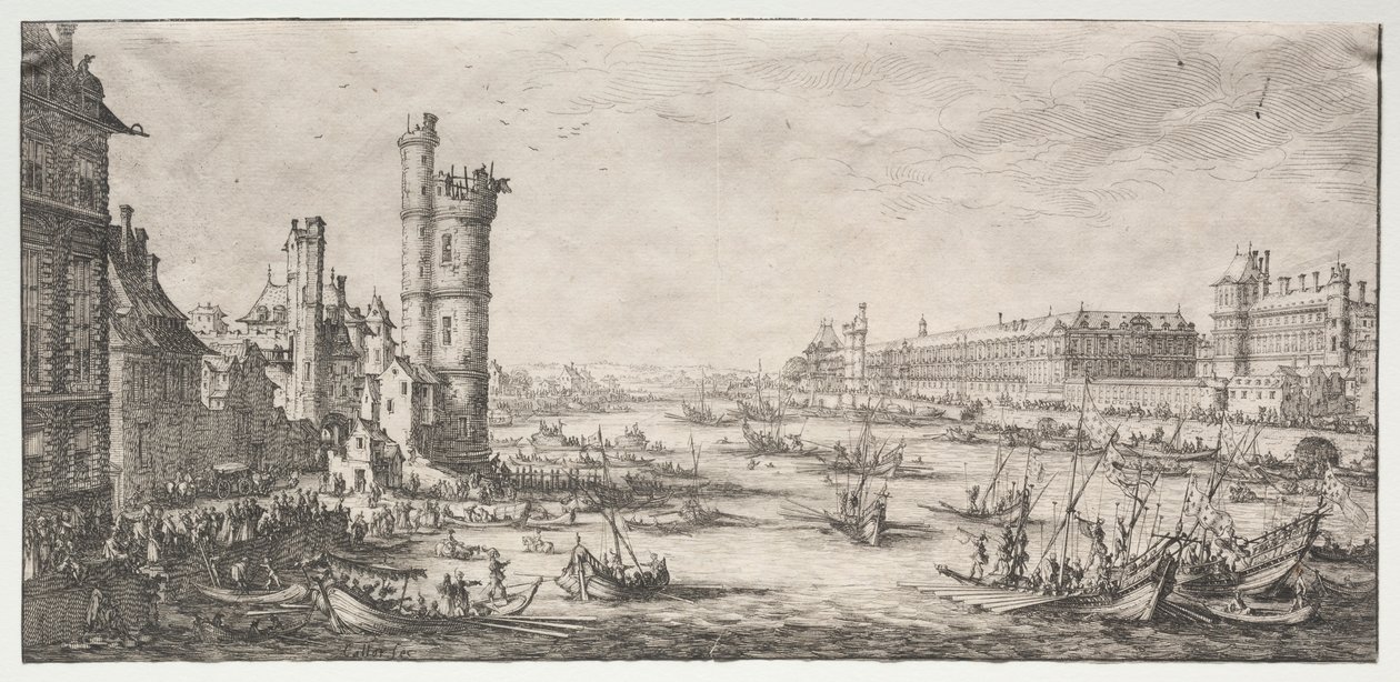Kaksi upeaa näkymää Pariisiin: Näkymä Louvresta, 1628-1630. tekijältä Jacques Callot