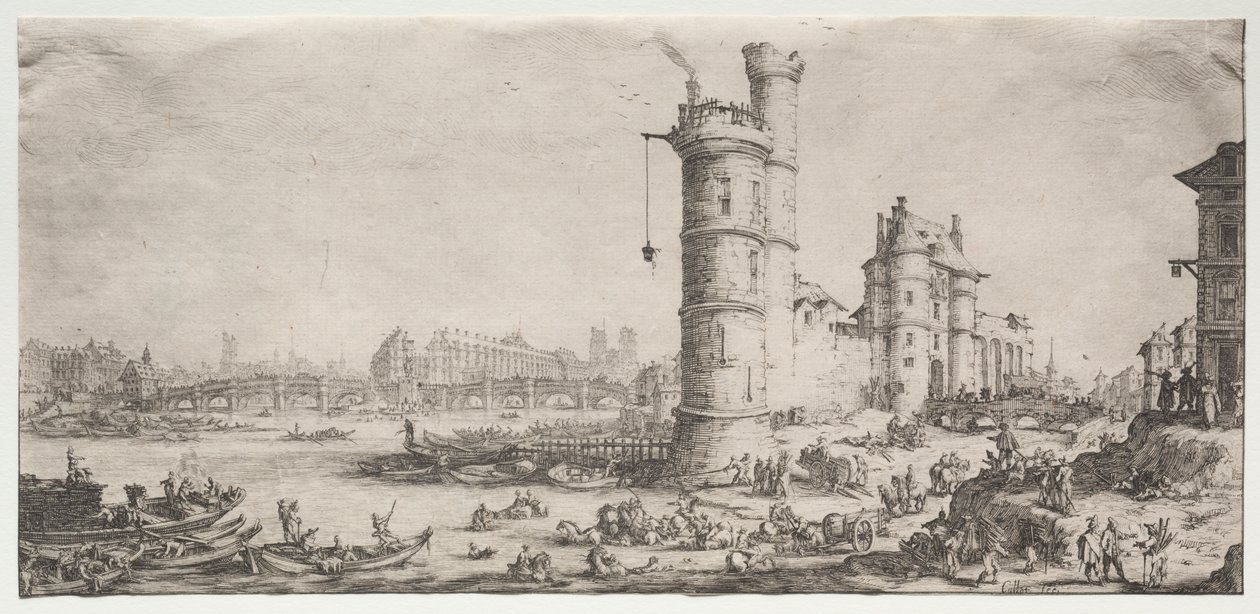 Kaksi upeaa näkymää Pariisiin: Näkymä Pont Neufille tekijältä Jacques Callot