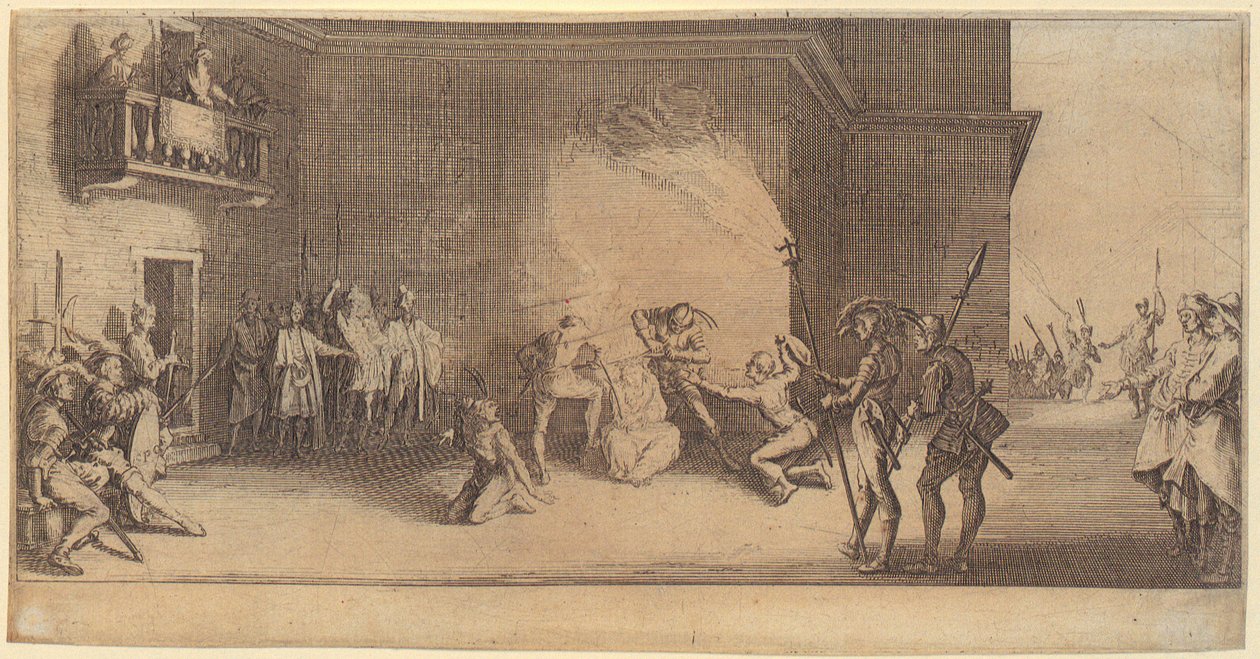 Viimeinen ehtoollinen, sarjan ”Suuri passio” 2. sivu tekijältä Jacques Callot