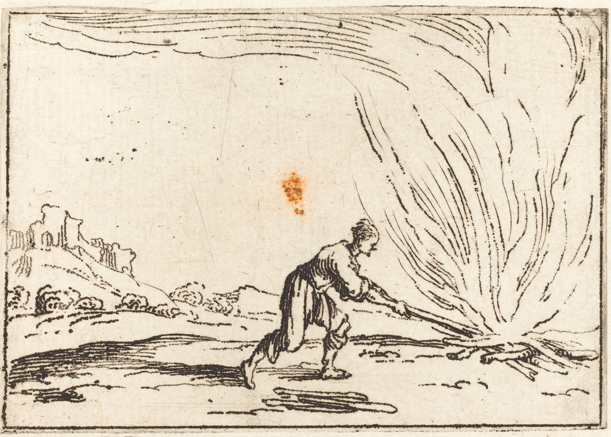 Mies osallistuu tulipaloon tekijältä Jacques Callot