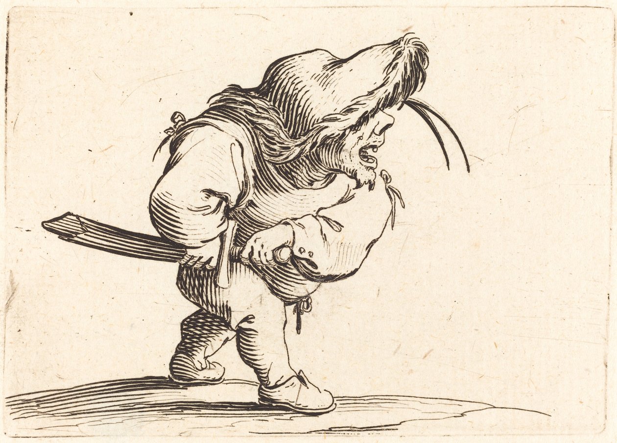 Mies valmistautuu vetämään miekkansa tekijältä Jacques Callot
