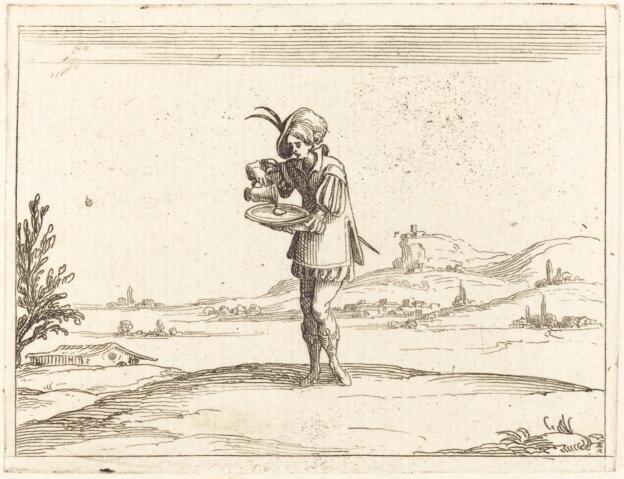 Mies pesemässä helmiä tekijältä Jacques Callot