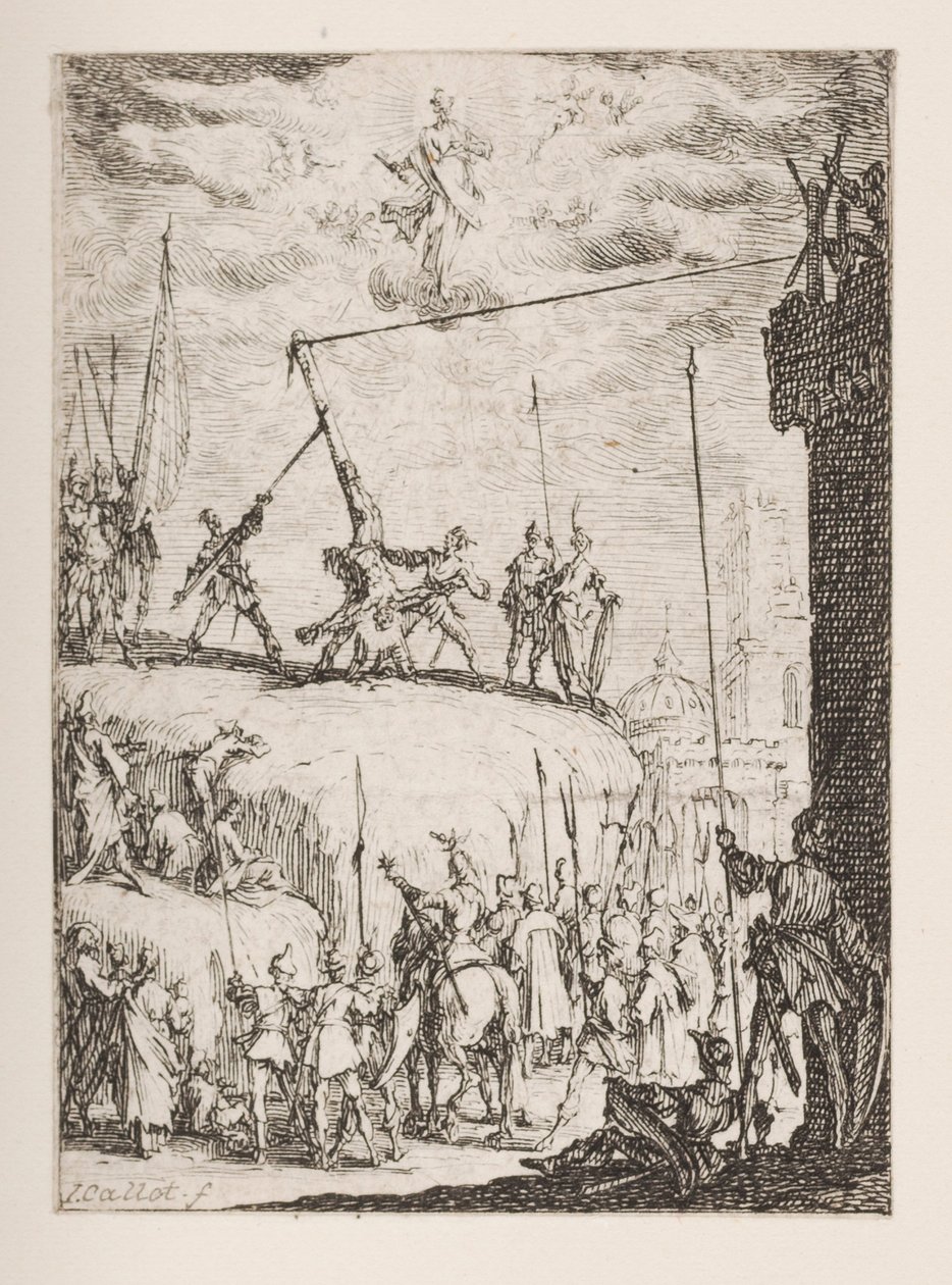 Pyhän Pietarin marttyyrikuolema, nro. 4 Apostolien marttyyrikuolemasta tekijältä Jacques Callot