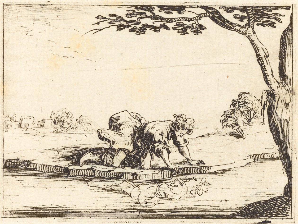 Narsissi katsomassa vedessä tekijältä Jacques Callot