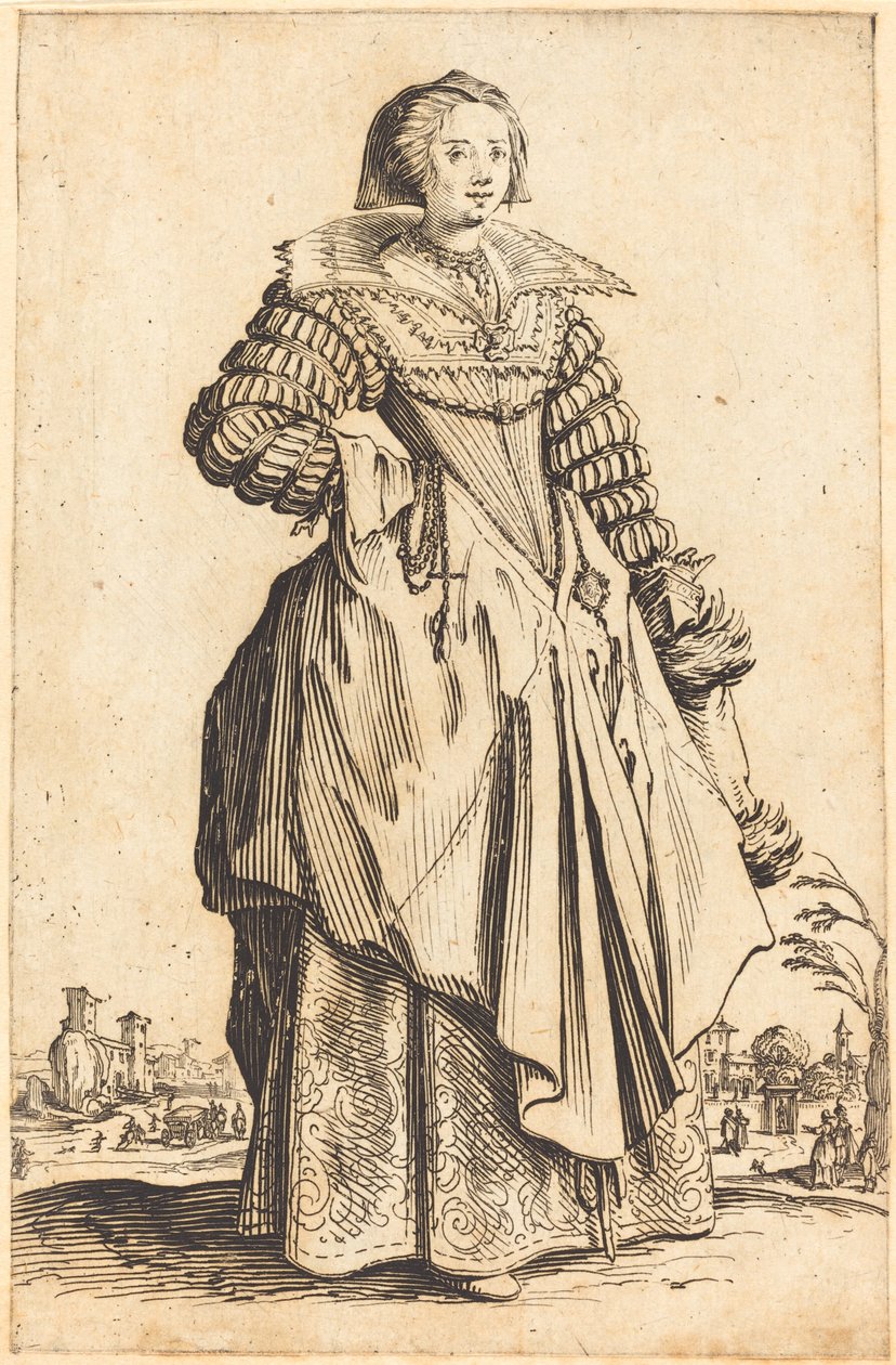 Jalo nainen, jolla on suuri kaulus tekijältä Jacques Callot