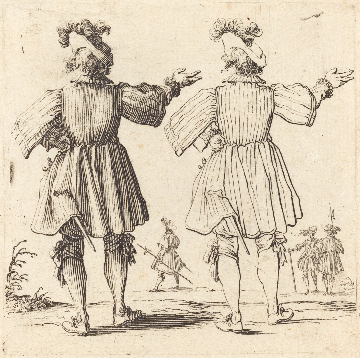 Upseeri Plumen kanssa takaa katsottuna tekijältä Jacques Callot