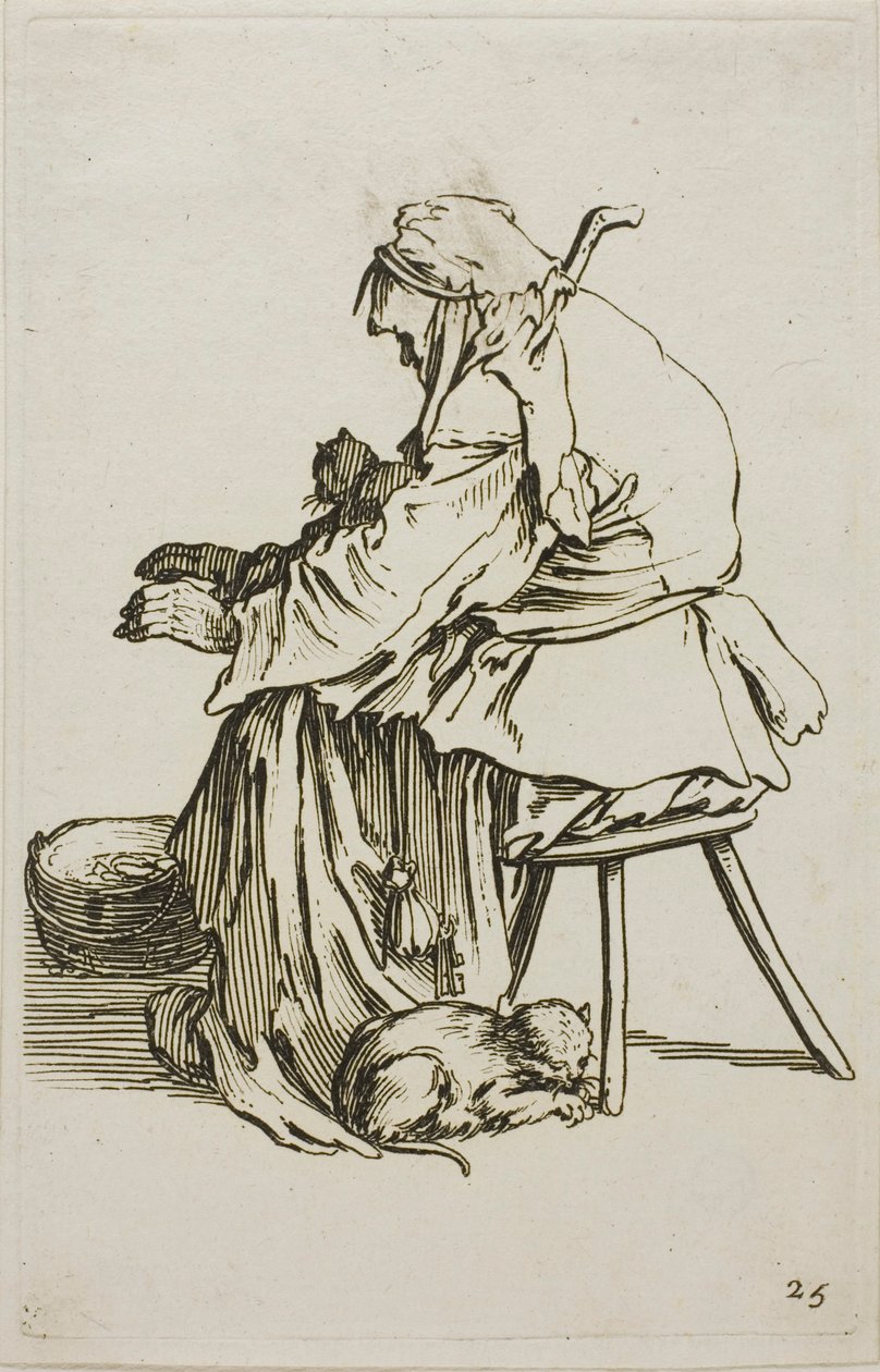 Old Woman with Cats, levy 25 Beggarsilta tekijältä Jacques Callot