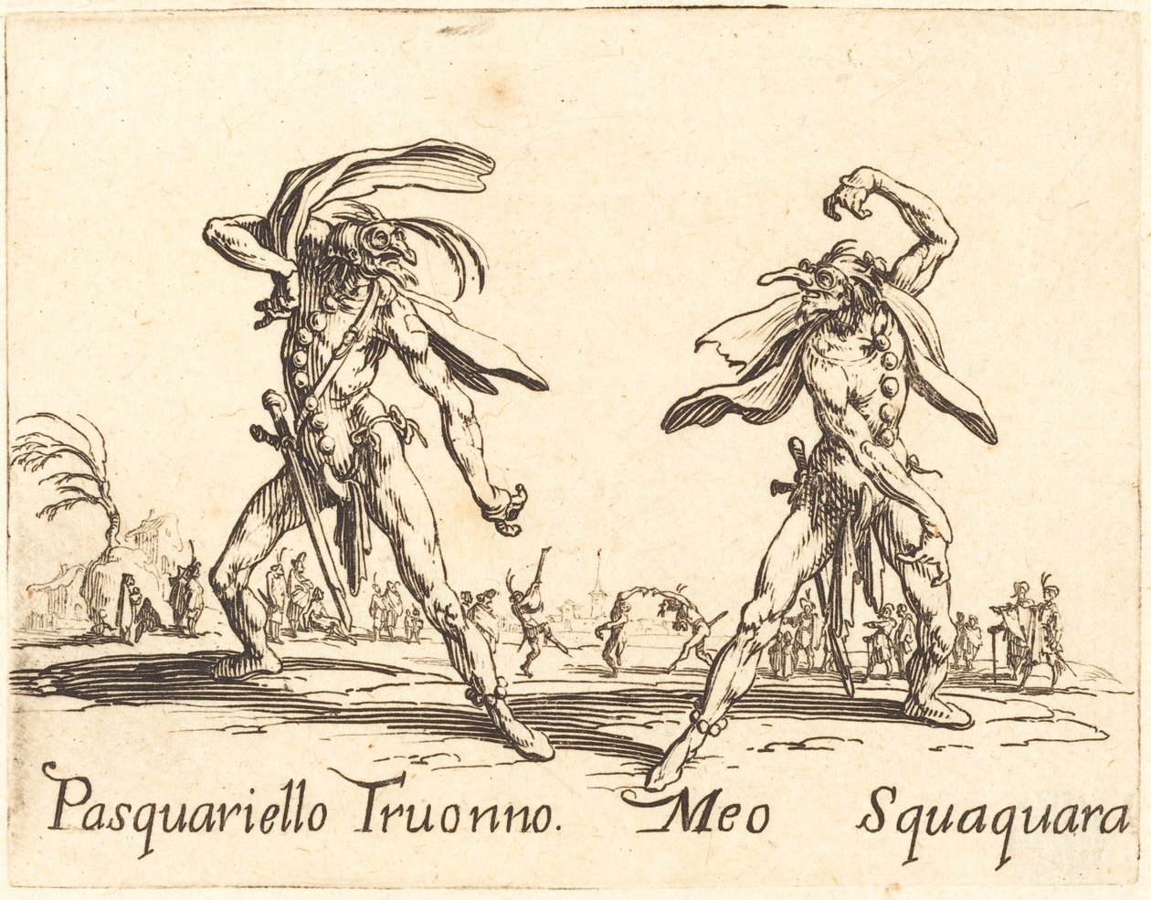 Pasquariello Truonno ja Meo Squaquara tekijältä Jacques Callot