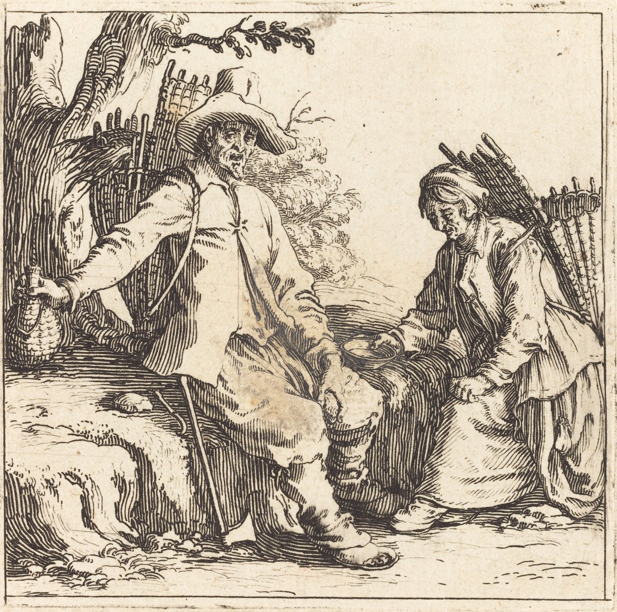 Talonpoikapariskunta levossa tekijältä Jacques Callot