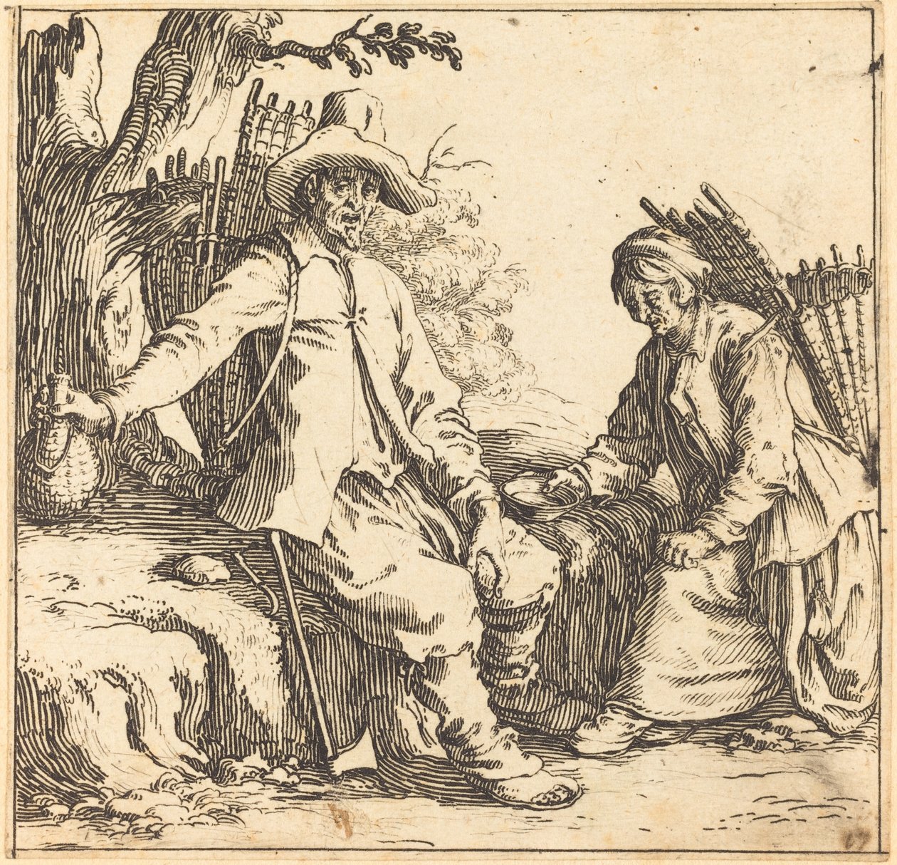 Talonpoikapariskunta levossa tekijältä Jacques Callot