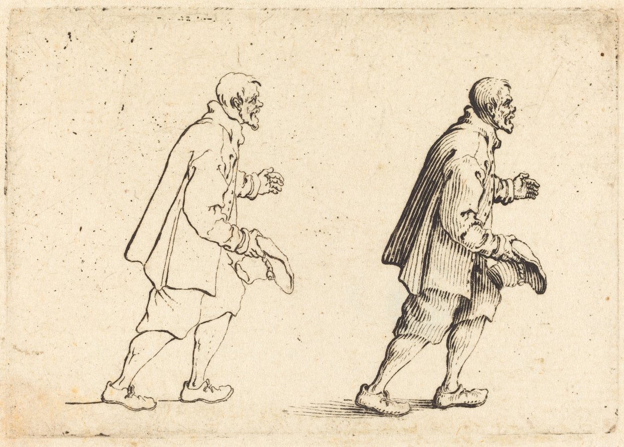 Talonpoika hattu kädessä, n. 1617. tekijältä Jacques Callot