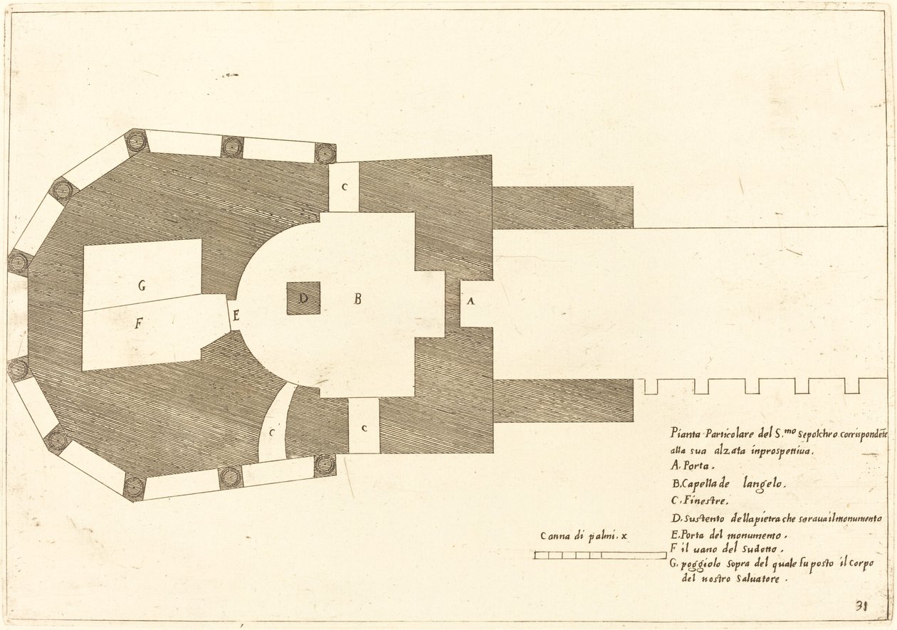 Pyhän haudan kirkon suunnitelma tekijältä Jacques Callot