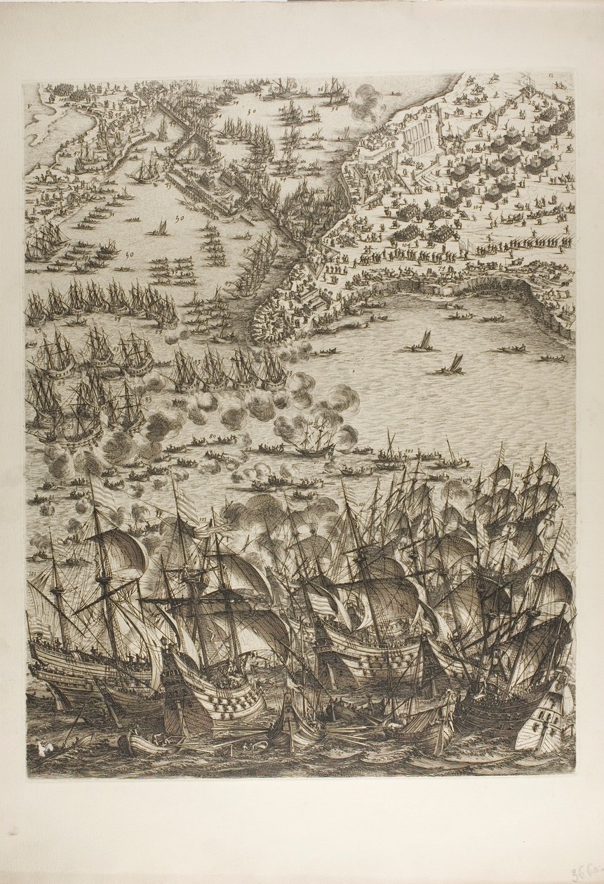 Viisi levy La Rochellen piirityksestä tekijältä Jacques Callot