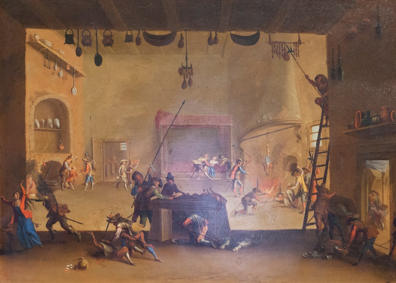 Maalaistalon ryöstäminen, sarjasta The Miseries of War tekijältä Jacques Callot