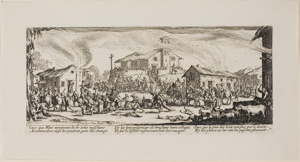 Ryöstää ja polttaa kylää, seitsemäs levy The Miseries of Warista tekijältä Jacques Callot