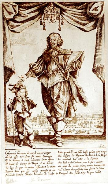 Portugalin ritarikunnan ritari Claude Deruetin (1588-1660) muotokuva (kaiverrus) (valkoinen kuva) tekijältä Jacques Callot