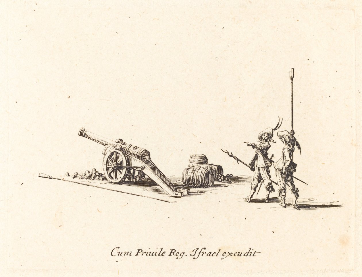 Valmistaudutaan ampumaan tykkiä, 16341635. tekijältä Jacques Callot