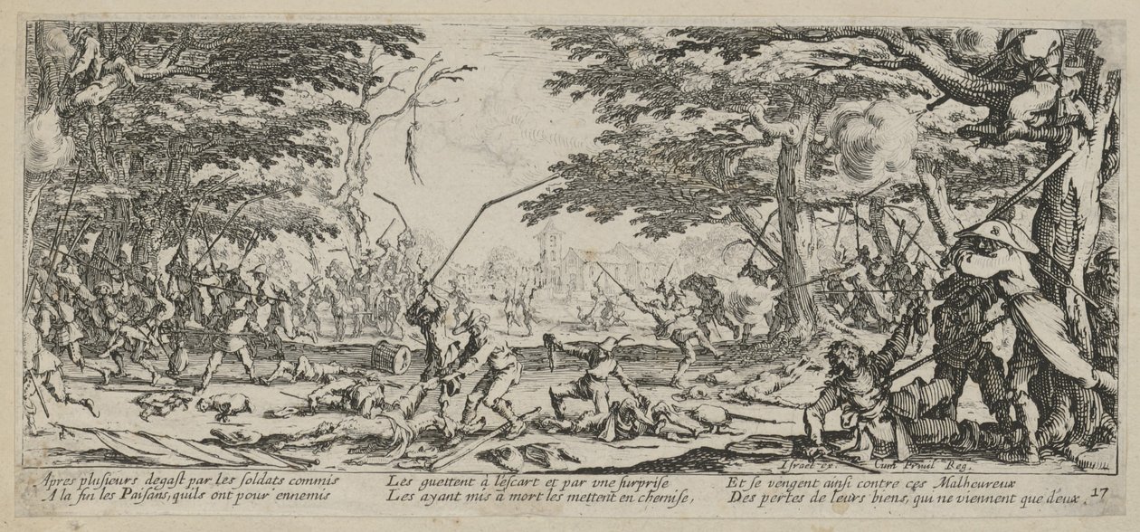 Maanviljelijöiden kosto, sarjan ”Sodan kauhut” 17. osa tekijältä Jacques Callot