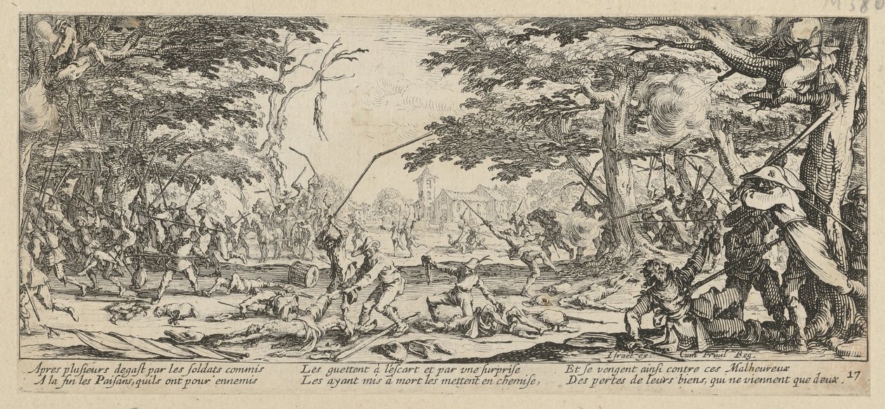 Maanviljelijöiden kosto, sarjan ”Sodan kauhut” 17. osa tekijältä Jacques Callot