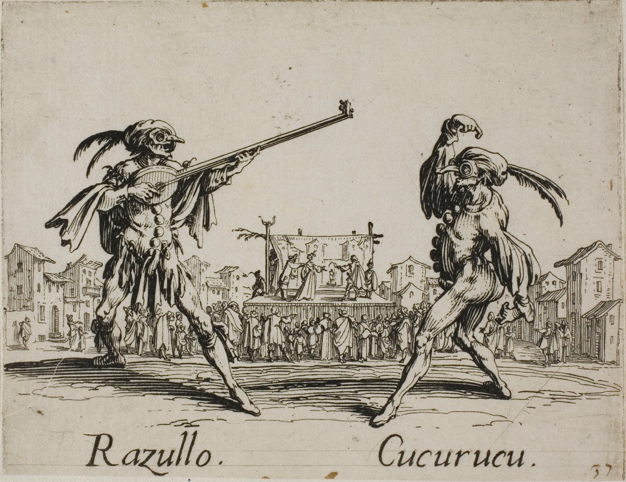 Razullo - Cucurucu, levy 19 alkaen Balli di Sfessania tekijältä Jacques Callot