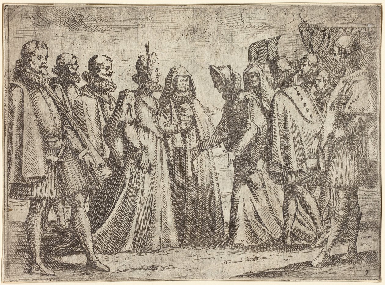 Vastaanotto Mantovassa [etupuoli] tekijältä Jacques Callot