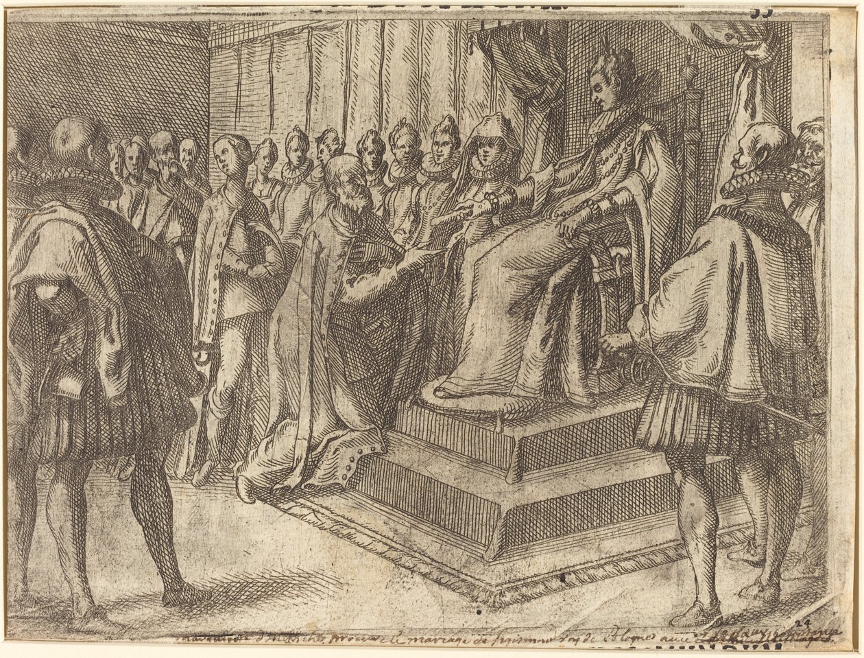 Puolan lähettilään vastaanotto [recto] tekijältä Jacques Callot