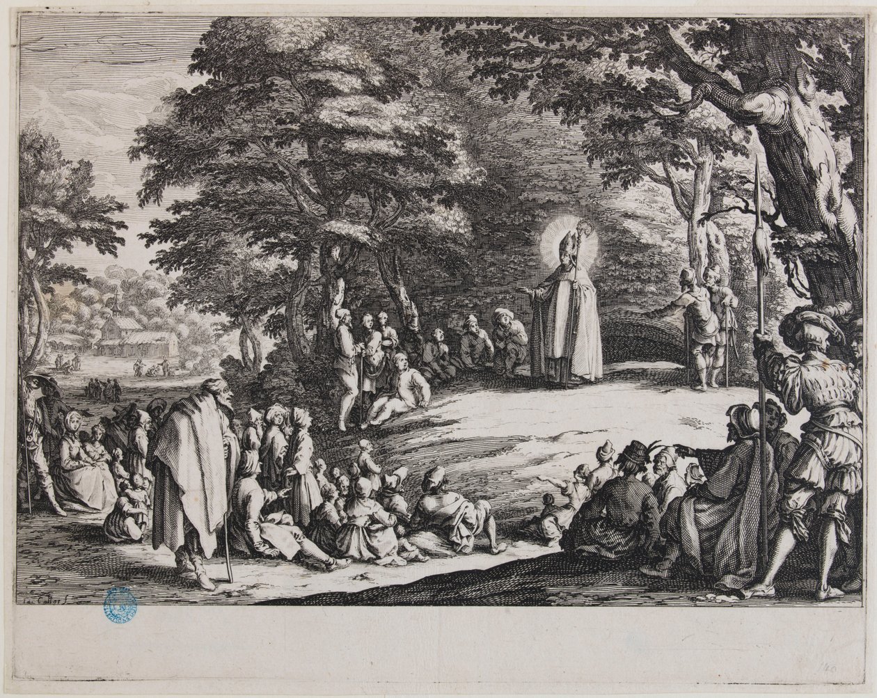 Pyhä Admond tai pyhä Nikolaus ja pyhä Severin (Lieure 406, Meaume 140) tekijältä Jacques Callot