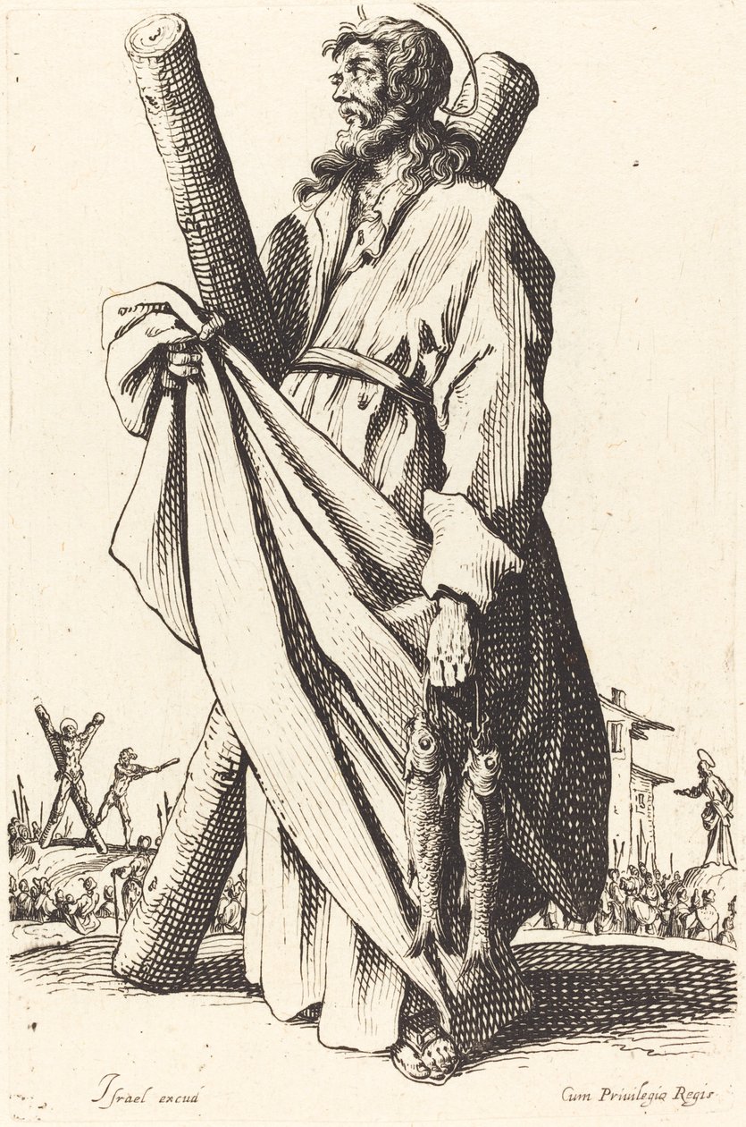 Pyhä Andreas, julkaistu 1631. tekijältä Jacques Callot
