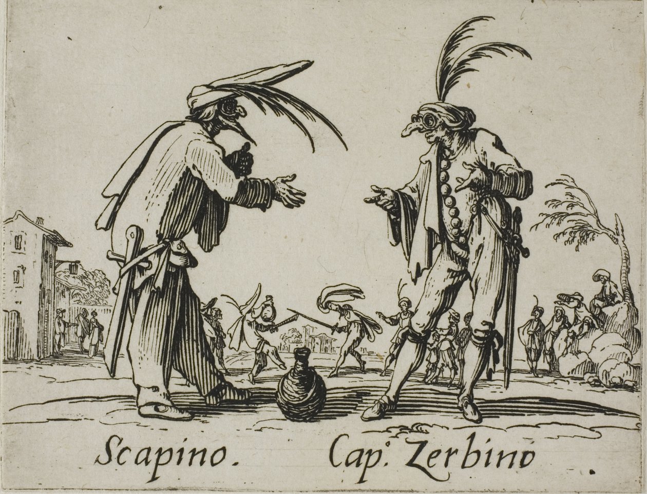 Scapino - Kapteeni Zerbino, levy 12, Balli di Sfessania -lehti. tekijältä Jacques Callot