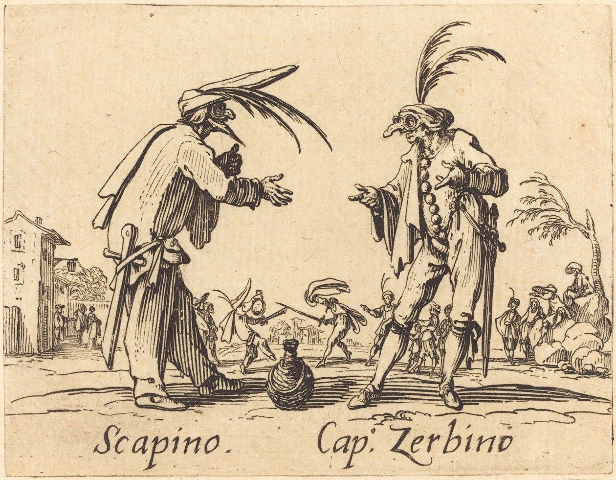 Scapino ja Cap. Zerbino tekijältä Jacques Callot