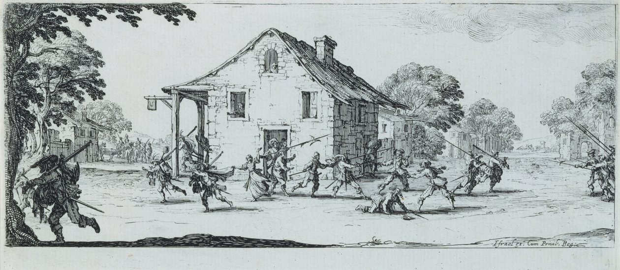 Ryöstökohtaus, 1633 tekijältä Jacques Callot