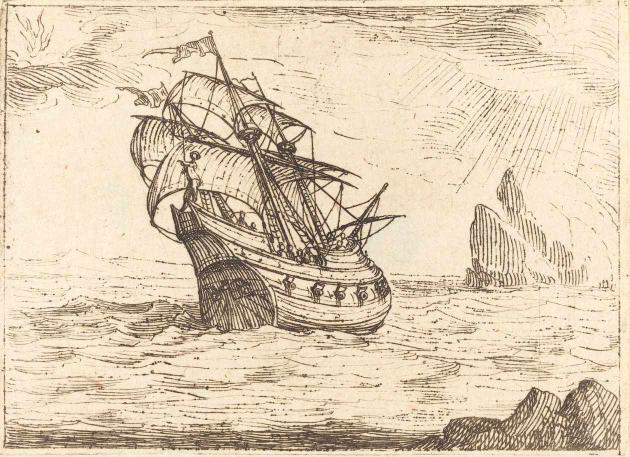Laiva navigoi lähellä kiviä tekijältä Jacques Callot
