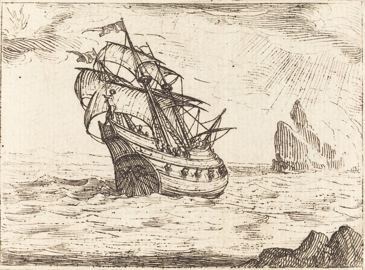 Laiva navigoi lähellä kiviä tekijältä Jacques Callot